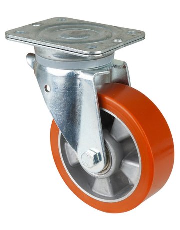 Lenkrolle 150mm N100.B90 Platte, Polyure Guss, KL N100.B90.154 - BS ROLLEN