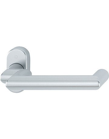 HOPPE Halbgarnitur Rotterdam FS-1401GF2/55, ohne Schlüsselrosette, Vierkant 9mm, DIN Links-Rechts, TS 45 - 65mm, Befestigungstechnik mit Stütznocken, silber, naturfarben, eloxiert