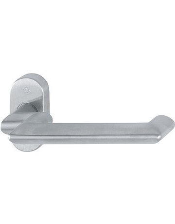 HOPPE Halbgarnitur Karlstad FS-E1141GF2/55, ohne Schlüsselrosette, Vierkant 9mm, DIN Links-Rechts, TS 45 - 65mm, Befestigungstechnik mit Stütznocken, grau, edelstahl matt