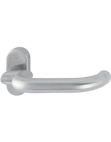 HOPPE Halbgarnitur Paris FS-E138GF2/55, ohne Schlüsselrosette, Vierkant 9mm, DIN Links-Rechts, TS 45 - 65mm, Befestigungstechnik mit Stütznocken, grau, edelstahl matt