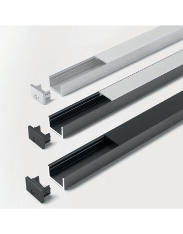 ChannelLine D2 schwarz 300 mm Profil ohne Abdeckung, einzeln verpackt - Halemeier