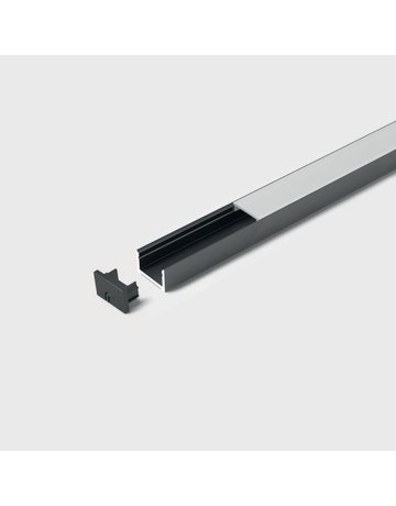 LED ChannelLine D2 Profil, black, opal L=3000, Alu- und Abdeckprofil - Halemeier