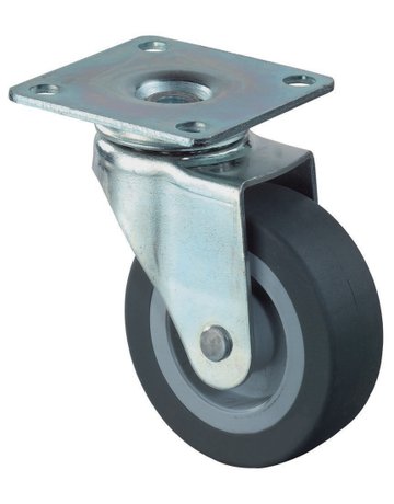 Lenkrolle,Ø 50,B 18mm F26,40kg,mit Platte,grau - BS ROLLEN
