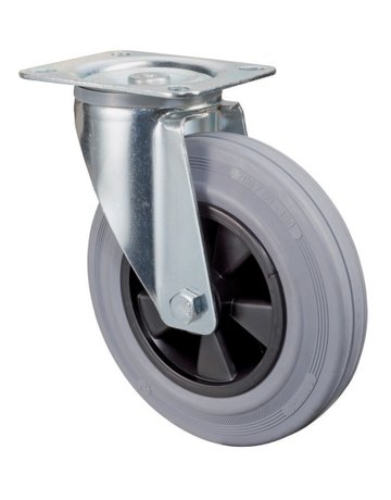 Lenkrolle 200mm L400.B46 Platte, Gummi grau, RL L400.B46.200