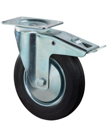 Lenkrolle 125mm L420.B55 Platte, Gummi schwarz RL, FestL420.B55.126 - BS ROLLEN