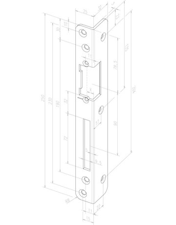 Winkelschließblech 069 DL,25x250x32 rd,goldfarbig - effeff