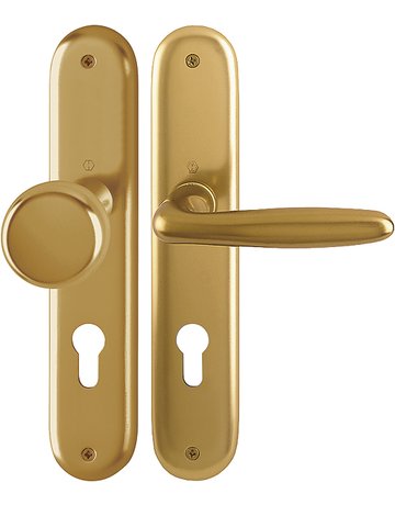 HOPPE Wechselgarnitur Verona 53/273P/1510, Langschild, oval, Profilzylinder gelocht, Entfernung 72mm, Vierkant 8mm, Türstärke 35 - 45mm, Befestigungstechnik ohne Stütznocken, braun, bronzefarbig, eloxiert