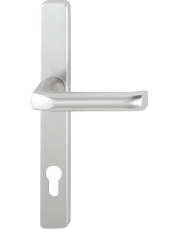 HOPPE Drückergarnitur London 113/2246, Langschild, eckig, Profilzylinder gelocht, Entfernung 92mm, Vierkant 8mm, Türstärke 67 - 72mm, Befestigungstechnik mit Stütznocken, silber, naturfarben, eloxiert