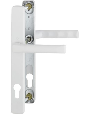 HOPPE Drückergarnitur London 113KH/2246/113, Langschild, eckig, Profilzylinder gelocht, Entfernung 92mm, Vierkant 8mm, Türstärke 67 - 72mm, Befestigungstechnik mit Stütznocken, weiß, verkehrsweiß, beschichtet