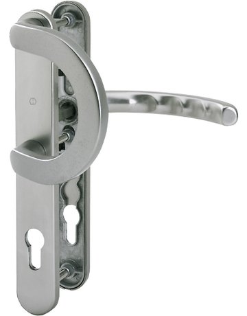 HOPPE Wechselgarnitur Luxembourg 513G/3357N/1500, Langschild, oval, Profilzylinder gelocht, Entfernung 92mm, Vierkant 8mm, Türstärke 67 - 72mm, Befestigungstechnik mit Stütznocken, grau, stahlfarbig, eloxiert