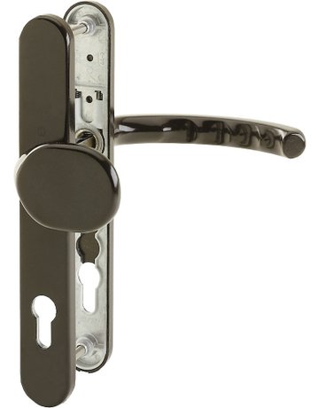 HOPPE Wechselgarnitur Luxembourg 86G/3357N/1500, Langschild, oval, Profilzylinder gelocht, Entfernung 92mm, Vierkant 8mm, Türstärke 67 - 72mm, Befestigungstechnik mit Stütznocken, braun, dunkelbraun seidenglänzend beschichtet