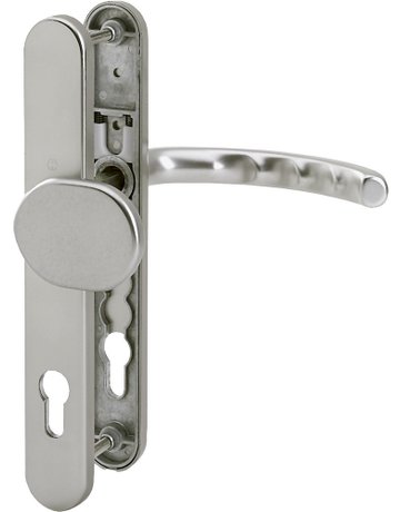 HOPPE Wechselgarnitur Luxembourg 86G/3357N/1500, Langschild, oval, Profilzylinder gelocht, Entfernung 92mm, Vierkant 8mm, Türstärke 67 - 72mm, Befestigungstechnik mit Stütznocken, grau, stahlfarbig, eloxiert