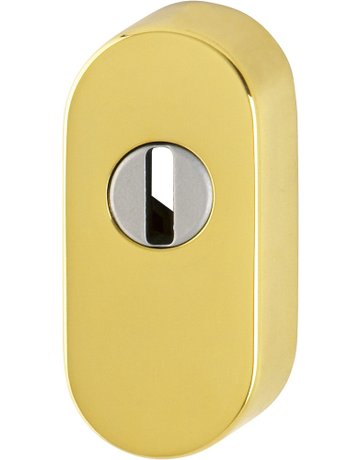 HOPPE Schutzrosette E55S-SR-ZA, oval, 14mm, mit Zylinderabdeckung/Profilzylinder gelocht, messingfarben poliert-Resista®, ohne Stütznocken