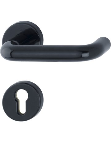 HOPPE Drückergarnitur Paris FS-K138/15/15S, Rosette, Profilzylinder gelocht, Vierkant 9mm, DIN Links-Rechts, TS 40 - 66mm, Befestigungstechnik mit Stütznocken, schwarz, tiefschwarz, beschichtet