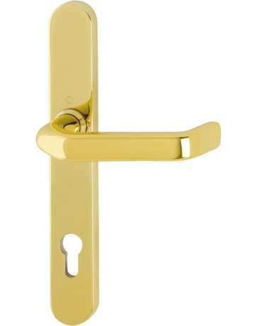 HOPPE Halbgarnitur Liverpool M1313G/3357SN, Langschild, oval, Profilzylinder gelocht, Entfernung 92mm, Vierkant 8mm, Befestigungstechnik ohne Stütznocken, gelb, messingfarben poliert-Resista®