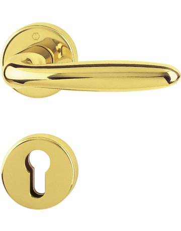 HOPPE Halbgarnitur Verona M151/42/42S, Rosette, Profilzylinder gelocht, Vierkant 8mm, DIN Links-Rechts, Befestigungstechnik mit Stütznocken, gelb, messingfarben poliert-Resista®