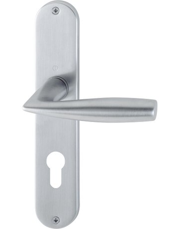 HOPPE Drückergarnitur Vitória M1515/302, Langschild, oval, Profilzylinder gelocht, Entfernung 72mm, Vierkant 8mm, Türstärke 37 - 47mm, Befestigungstechnik ohne Stütznocken, silber, satiniert verchromt-Resista