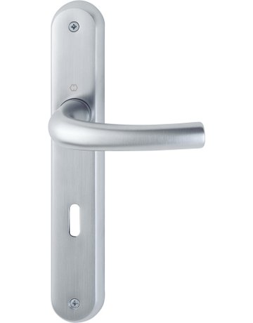 HOPPE Drückergarnitur Tôkyô M1710RH/265, Langschild, oval, Buntbart gelocht, Entfernung 72mm, Vierkant 8mm, Türstärke 37 - 47mm, Befestigungstechnik ohne Stütznocken, silber, satiniert verchromt-Resista