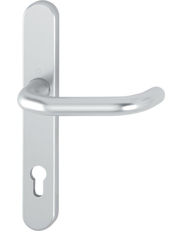 HOPPE Halbgarnitur Paris RD-138GF/3357SN, Langschild, oval, Profilzylinder gelocht, Entfernung 92mm, Vierkant 9mm, Türstärke 45 - 65mm, Befestigungstechnik ohne Stütznocken, silber, naturfarben, eloxiert