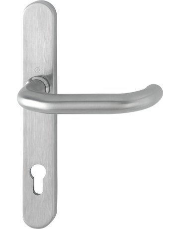 HOPPE Halbgarnitur Paris RD-E138GF/3357SN, Langschild, oval, Profilzylinder gelocht, Entfernung 92mm, Vierkant 9mm, Türstärke 45 - 65mm, Befestigungstechnik ohne Stütznocken, grau, edelstahl matt