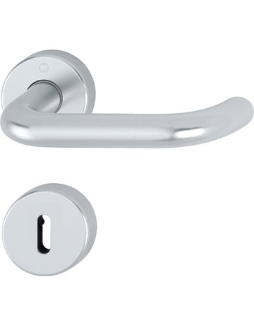 HOPPE Drückergarnitur Paris 138/42H/42HKVS, Rosette, Buntbart gelocht, Vierkant 8mm, DIN Links-Rechts, TS 40 - 45mm, Befestigungstechnik mit Stütznocken, silber, naturfarben, eloxiert