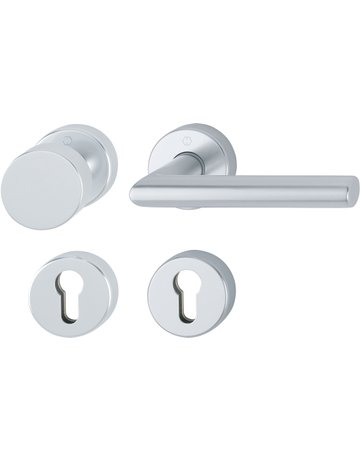 HOPPE Wechselgarnitur Amsterdam FS-58/42H/42HS/1400, Rosette, Profilzylinder gelocht, Vierkant 9mm, DIN Links-Rechts, TS 45 - 65mm, Befestigungstechnik mit Stütznocken, silber, naturfarben, eloxiert