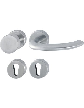 HOPPE Wechselgarnitur Marseille FS-E58/42H/42HS/1138, Rosette, Profilzylinder gelocht, Vierkant 9mm, DIN Links-Rechts, TS 40 - 65mm, Befestigungstechnik mit Stütznocken, grau, edelstahl matt