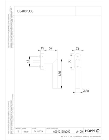 Drehkipp-Fenstergriff, Amsterdam E0400/U30, mit ovaler Rosette, Vierkant 7x 43, kupferfarben satiniert-Resista® - HOPPE