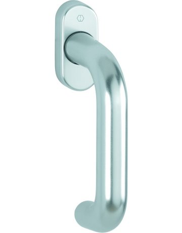Drehkipp-Fenstergriff, Paris 038/U30, mit ovaler Rosette, Vierkant 7x 43, naturfarbig eloxiert - HOPPE