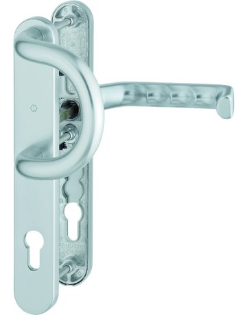 HOPPE Wechselgarnitur Liverpool 538G/3357N/1313G, Langschild, oval, Profilzylinder gelocht, Entfernung 92mm, Vierkant 8mm, Türstärke 67 - 72mm, Befestigungstechnik mit Stütznocken, silber, naturfarben, eloxiert