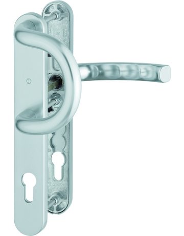 HOPPE Wechselgarnitur Liège 538G/3357N/1540, Langschild, oval, Profilzylinder gelocht, Entfernung 92mm, Vierkant 8mm, Türstärke 67 - 72mm, Befestigungstechnik mit Stütznocken, silber, naturfarben, eloxiert