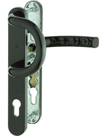 HOPPE Wechselgarnitur Liège 538G/3357N/1540, Langschild, oval, Profilzylinder gelocht, Entfernung 92mm, Vierkant 8mm, Türstärke 67 - 72mm, Befestigungstechnik mit Stütznocken, braun, dunkelbraun seidenglänzend beschichtet
