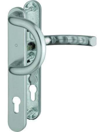 HOPPE Wechselgarnitur Liège 538G/3357N/1540, Langschild, oval, Profilzylinder gelocht, Entfernung 92mm, Vierkant 8mm, Türstärke 67 - 72mm, Befestigungstechnik mit Stütznocken, grau, stahlfarbig, eloxiert