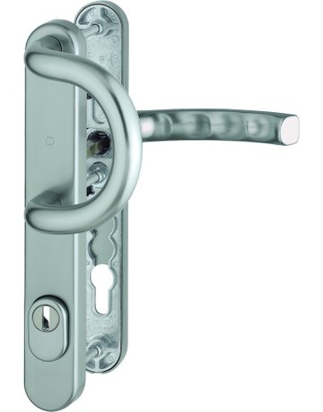 HOPPE Sicherheits-Wechselgarnitur Liège 538G/3359ZA/3357N/1540, Langschild oval, 15mm, ES 1, mit Zylinderabdeckung, Profilzylinder gelocht, Entfernung 92mm, Vierkant 8mm, Türstärke 67-72mm, stahlfarbig eloxiert