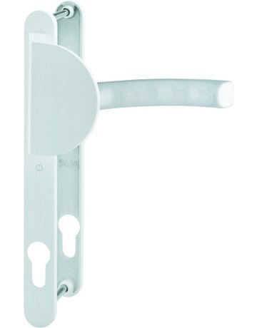 HOPPE Wechselgarnitur Liège 554/303N/1540, Langschild, oval, Profilzylinder gelocht, Entfernung 92mm, Vierkant 8mm, DIN Rechts, Türstärke 67 - 72mm, Befestigungstechnik mit Stütznocken, weiß, verkehrsweiß, beschichtet