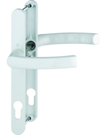 HOPPE Drückergarnitur Liège 1540/303N, Langschild, oval, Profilzylinder gelocht, Entfernung 92mm, Vierkant 8mm, Türstärke 67 - 72mm, Befestigungstechnik mit Stütznocken, weiß, verkehrsweiß, beschichtet