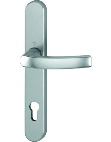 HOPPE Halbgarnitur Liège 1540/3357SN, Langschild, oval, Profilzylinder gelocht, Entfernung 92mm, Vierkant 8mm, Befestigungstechnik ohne Stütznocken, grau, stahlfarbig, eloxiert
