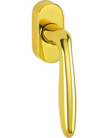 Drehkipp-Fenstergriff, Verona M051/US956, mit ovaler Rosette, Vierkant 7x 32-42, messingfarben poliert-Resista - HOPPE