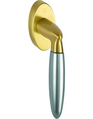 Drehkipp-Fenstergriff, Athinai M056/US937, mit spitzförmiger Rosette, Vierkant 7x 32-42, matt/aluminium stahl - HOPPE