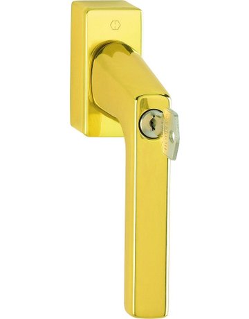 Drehkipp-Fenstergriff, abschließbar, Dallas M0643S/US943 100NM, DIN Links-Rechts, 7/32-42mm, messingfarben poliert-Resista® - HOPPE