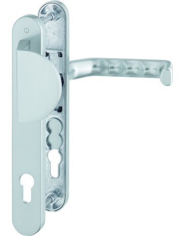 HOPPE Wechselgarnitur Liverpool 554/3357N/1313G, Langschild, oval, Profilzylinder gelocht, Entfernung 92mm, Vierkant 8mm, Türstärke 67 - 72mm, Befestigungstechnik mit Stütznocken, silber, naturfarben, eloxiert