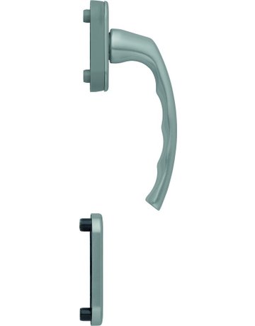 Fenstertür- Halbgarnitur, Profilzylinder gelocht, Liège 0540/U26/49PNS, Nockendurchmesser 10, Aluminium stahlfarbig - HOPPE