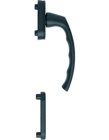 Fenstertür- Halbgarnitur, Profilzylinder gelocht, Liège 0540/U26/49PNS, Nockendurchmesser 10, Aluminium schwarz matt - HOPPE