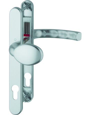 HOPPE Wechselgarnitur Liège 76G/3347N/1540, Langschild, oval, Profilzylinder gelocht, Entfernung 92mm, Vierkant 8mm, Türstärke 72 - 82mm, Befestigungstechnik mit Stütznocken, silber, naturfarben, eloxiert
