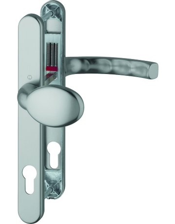 HOPPE Wechselgarnitur Liège 76G/3347N/1540, Langschild, oval, Profilzylinder gelocht, Entfernung 92mm, Vierkant 8mm, Türstärke 72 - 82mm, Befestigungstechnik mit Stütznocken, grau, stahlfarbig, eloxiert