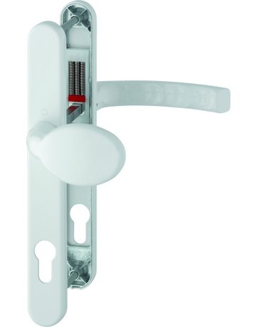 HOPPE Wechselgarnitur Liège 76G/3347N/1540, Langschild, oval, Profilzylinder gelocht, Entfernung 92mm, Vierkant 8mm, Türstärke 72 - 82mm, Befestigungstechnik mit Stütznocken, weiß, verkehrsweiß, beschichtet