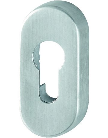 HOPPE Schlüsselrosette E55S, außen/innen, oval, ohne Stütznocken, Profilzylinder gelocht, 10mm, edelstahl matt