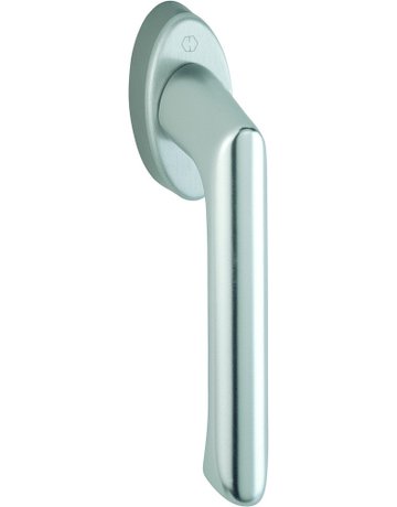 Drehkipp-Fenstergriff, Brest 0739/US954, mit spitzförmiger Rosette, Vierkant 7x 32-42, naturfarbig eloxiert - HOPPE