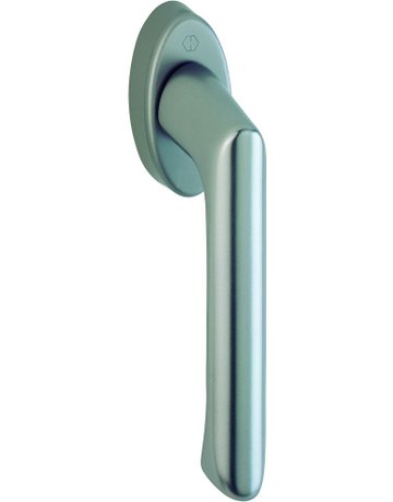 Drehkipp-Fenstergriff, Brest 0739/US954, mit spitzförmiger Rosette, Vierkant 7x 32-42, stahlfarbig eloxiert - HOPPE