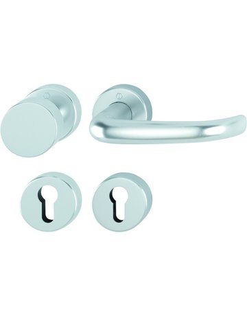 HOPPE Wechselgarnitur San Francisco 58/42H/42HKVS/1301, Rosette, Profilzylinder gelocht, Vierkant 8mm, DIN Links-Rechts, TS 40 - 45mm, Befestigungstechnik mit Stütznocken, silber, naturfarben, eloxiert